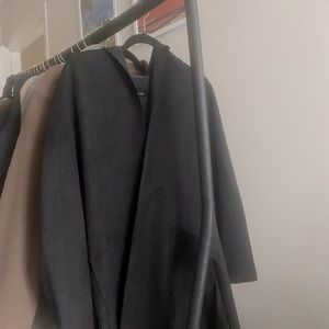 suede zara long hooded cardigan